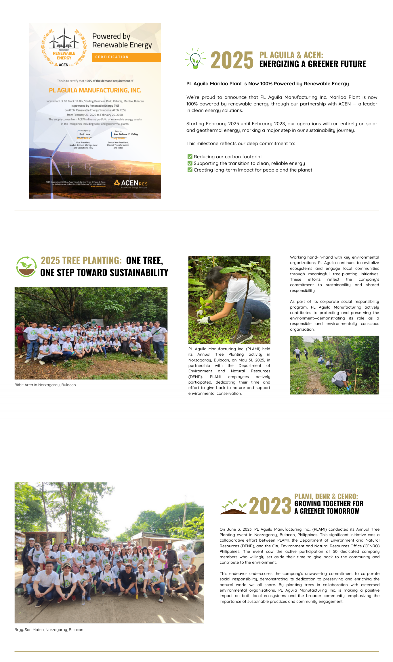 PL Aguila Sustainability Initiatives